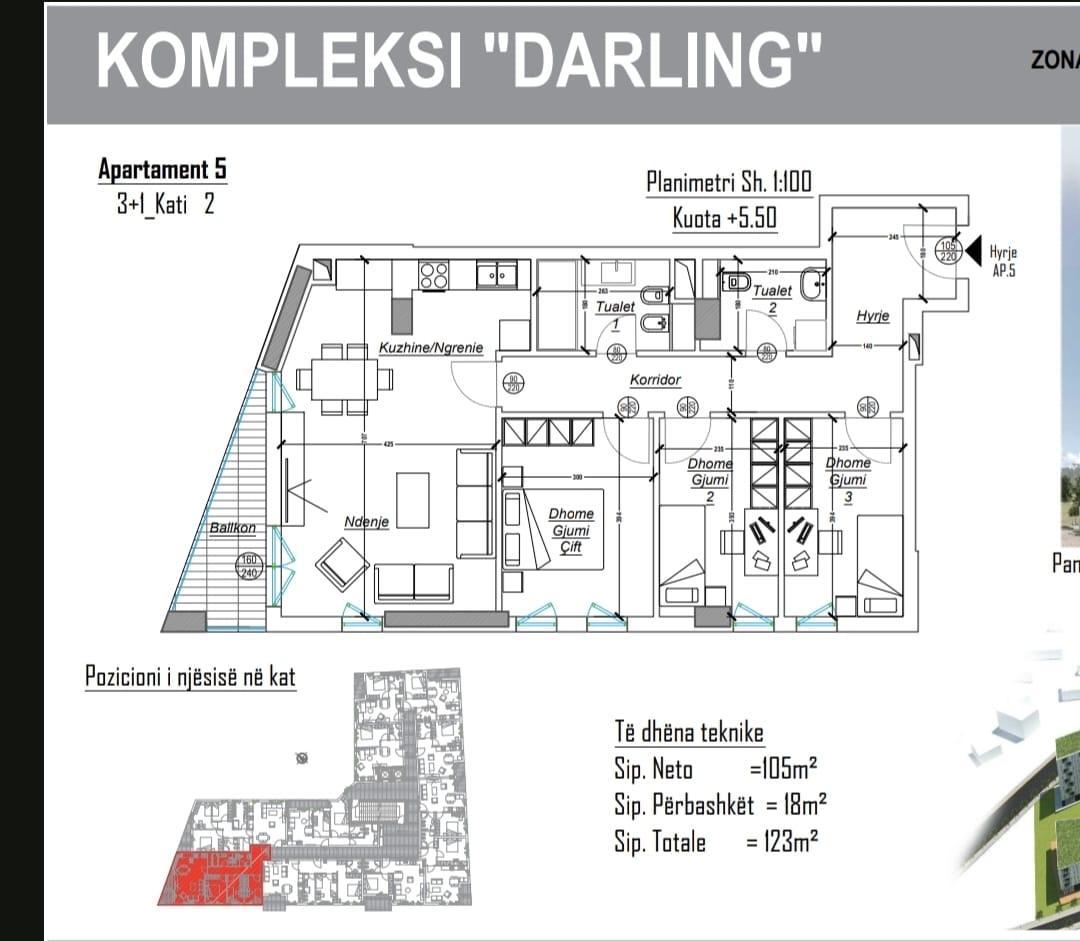 Apartament 3+1 për shitje në Ali Demi, Tiranë | 123 m²